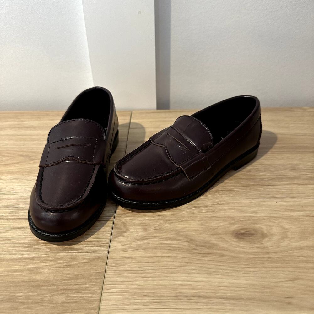 Janie and Jack Leather Penny Loafers Burgundy Boys Size 9 Dress Shoes EUC